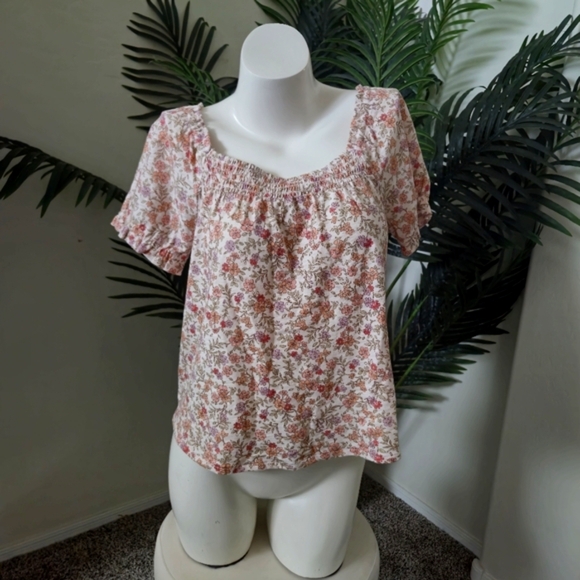 Lucky Brand Boho Floral Top | Size S | Floral Cottagecore Peasant Top - Picture 3 of 6